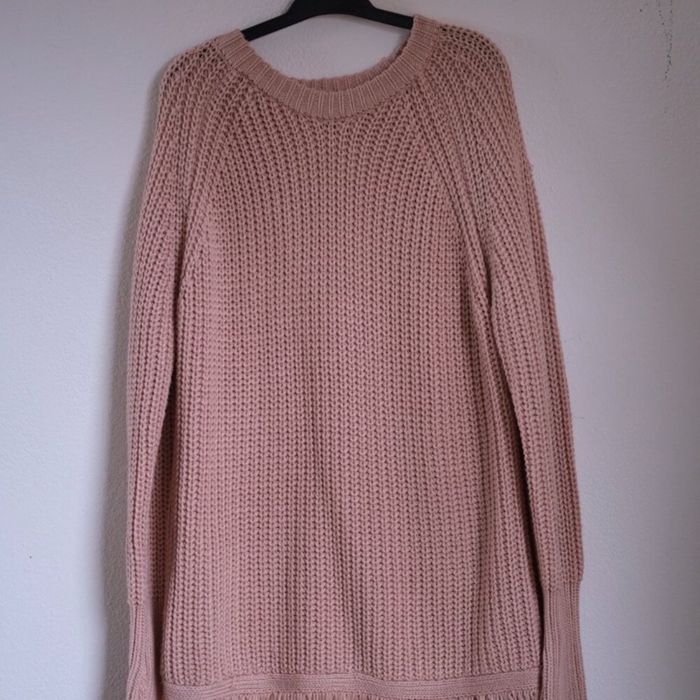 Pink Sweater with Fringe | Size L